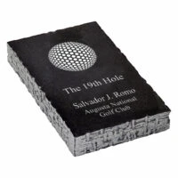 19th Hole Golf Theme Personalized Black Marble Paperweight