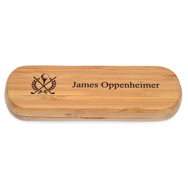 Crossing Golf Clubs Laser Engraved Bamboo Pen And Box Set - Image 2