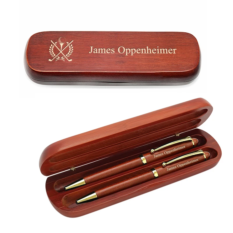 Crossing Golf Clubs Laser Engraved Cherrywood Double Pen And Box Set