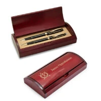 Crossing Golf Clubs Laser Engraved Pen & Pencil Set With Wood Box