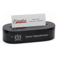 Crossing Golf Clubs Oval Laser Engraved Desktop Business Card Holder