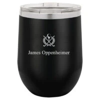 Crossing Golf Clubs Personalized 12 Ounce Black Insulated Stemless Wine Glass