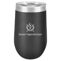Crossing Golf Clubs Personalized 16 Ounce Black Insulated Stemless Wine Glass