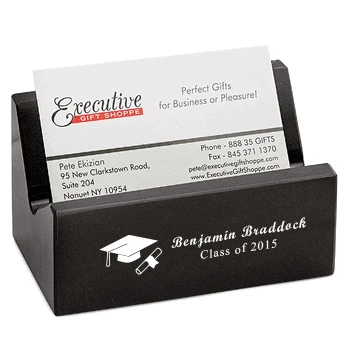 Graduate S Cap & Gown Laser Engraved Desktop Business Card Holder