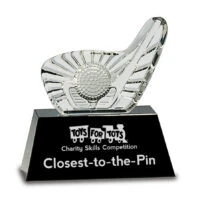 Personalized Crystal Golf Club With Black Pedestal