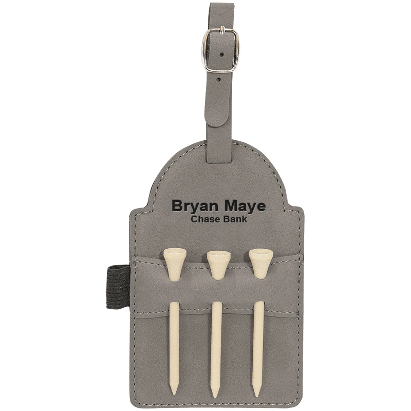 Personalized Gray Golf Bag Tag With TeesP